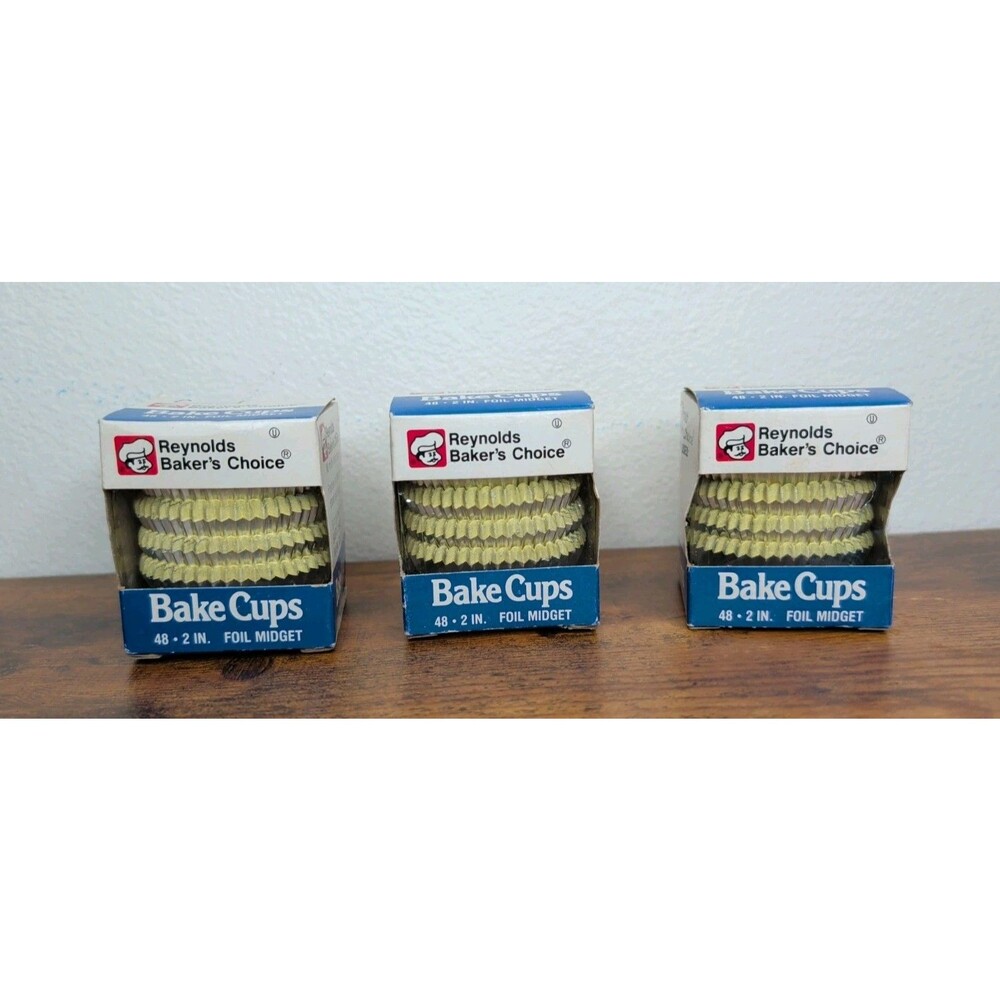3 Packs of Vintage 1989 Reynolds Baker’s Choice Foil Midget Bake Cups 2” 48 Ct